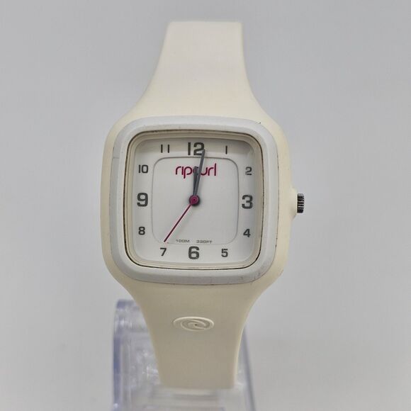 Rip Curl Women's Watch 34MM White Dial White Plastic Band Straps New Battery - Picture 2 of 16